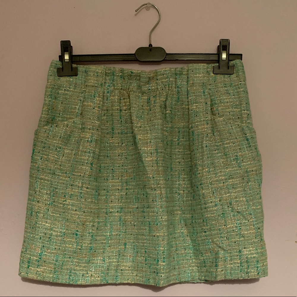 J. Crew teal tweed mini skirt